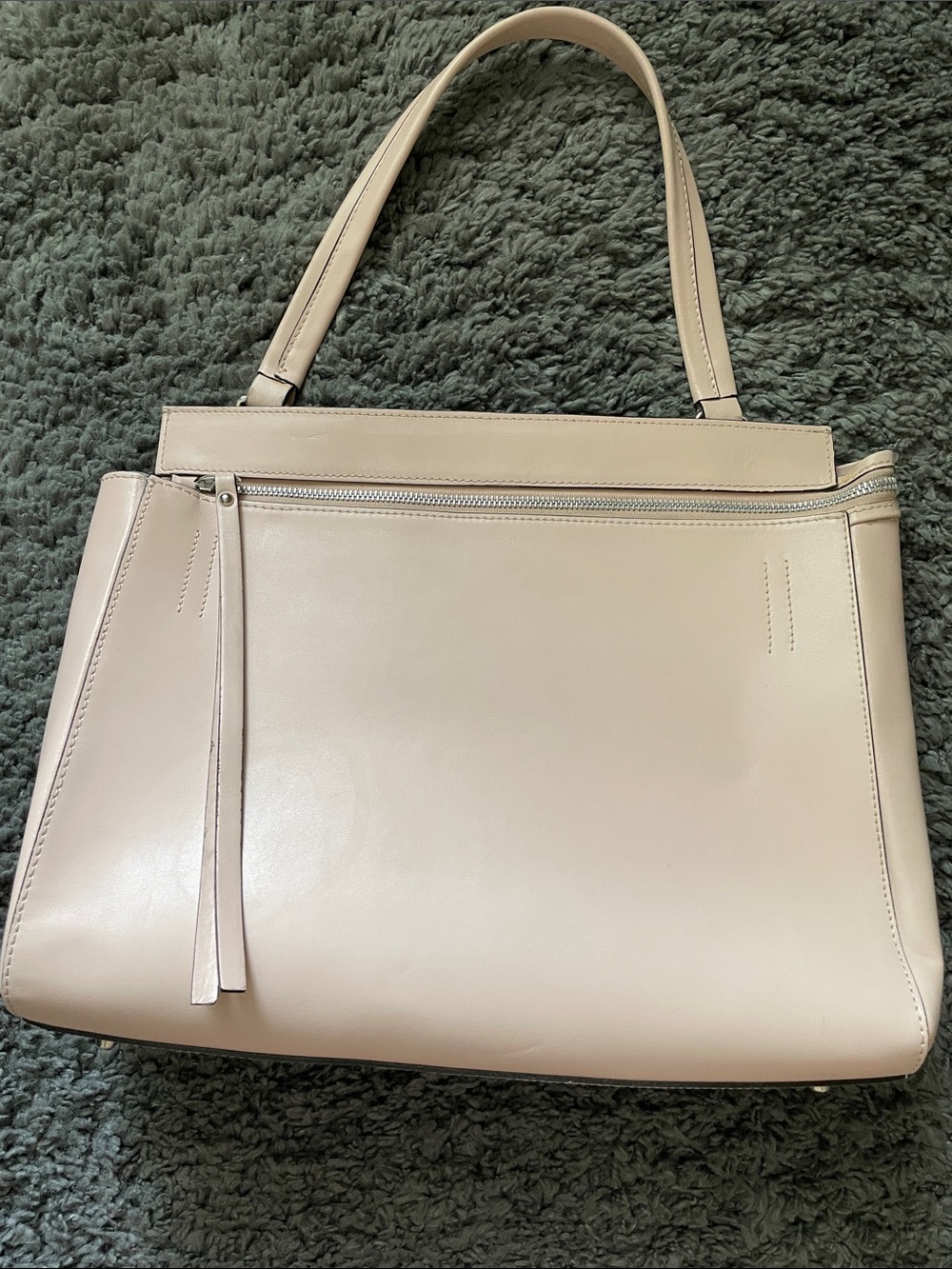 Alberta di canio Classic Leather zip front Tote Bag in blush - new